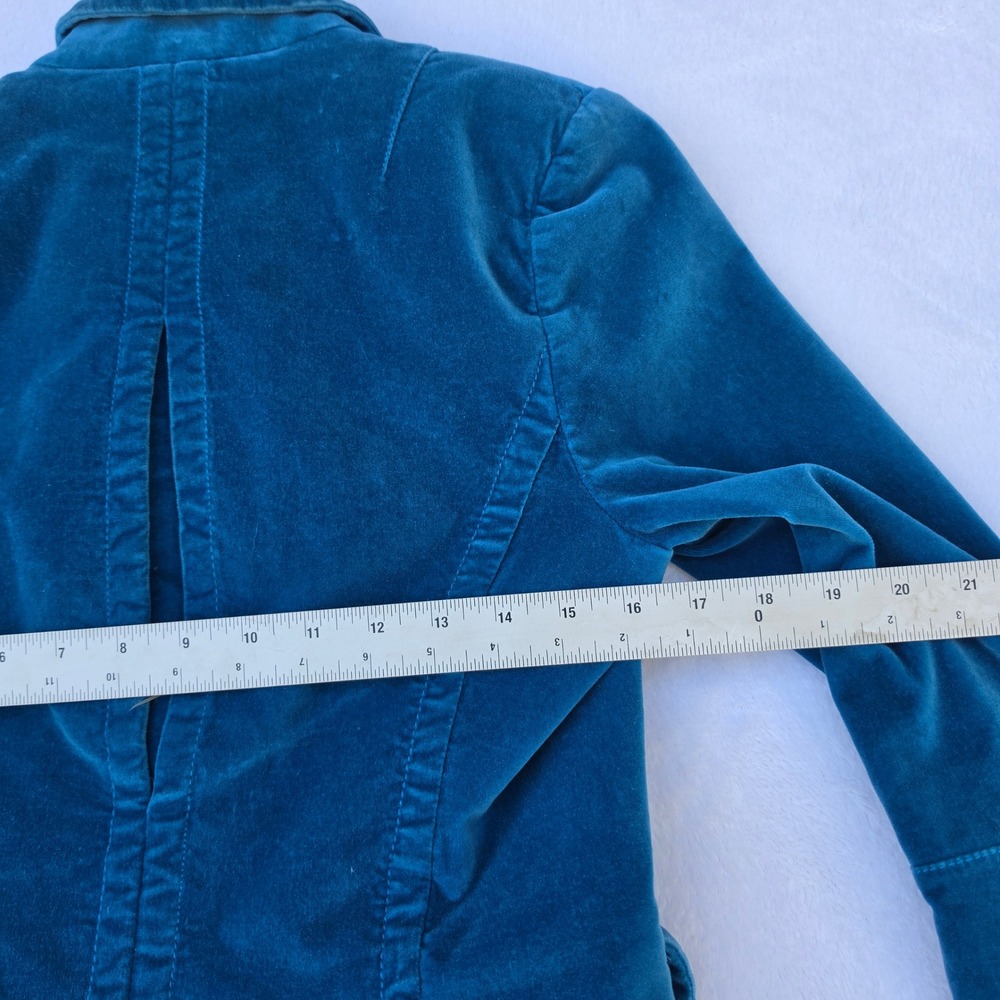 Lucky Brand Teal Blue Velvet Blazer Jacket Single Button Size L Cotton Blend - Picture 10 of 12